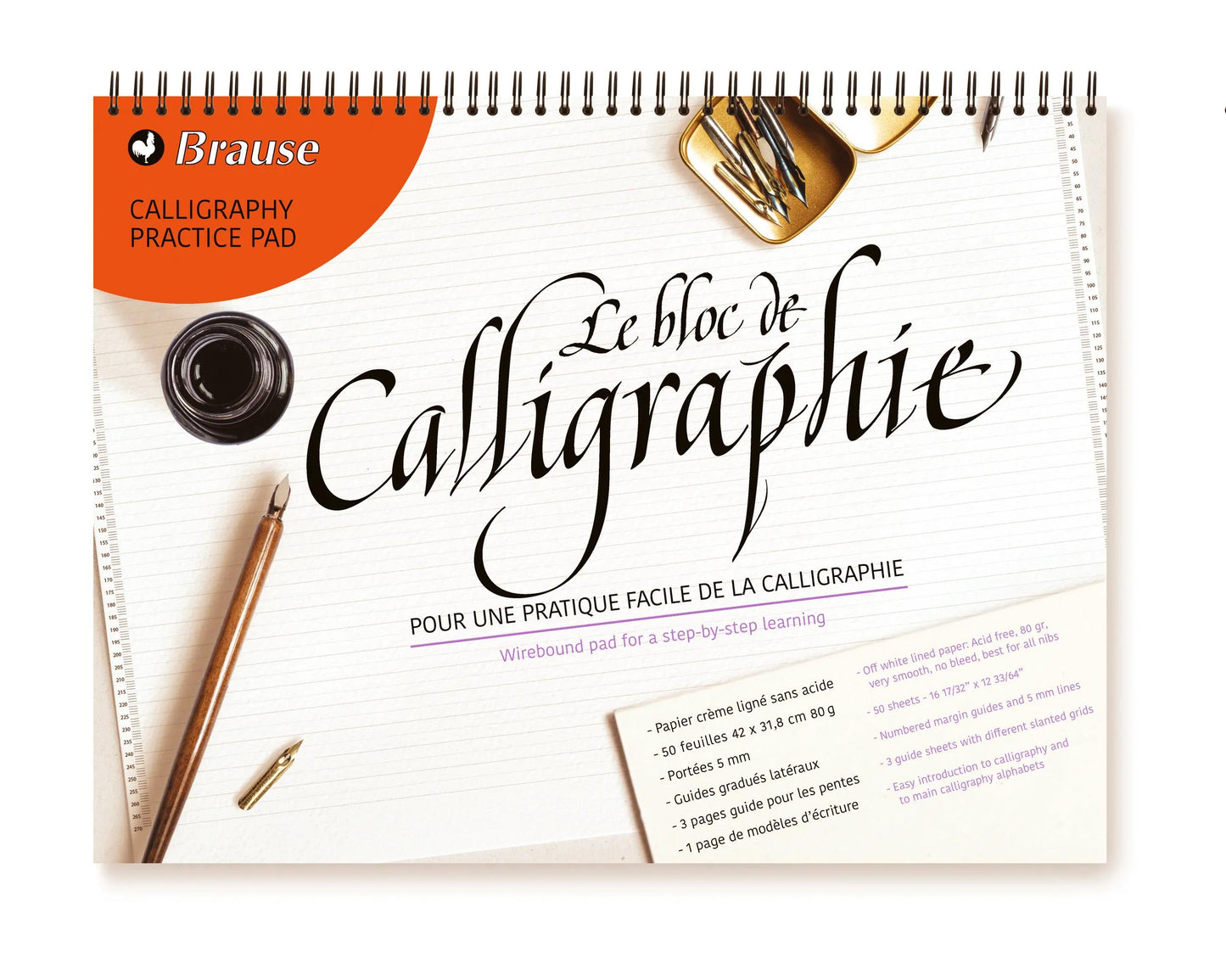 Apprendimento calligrafia blocco A3, FRENCH/ANGLAIS - crema (Pacchetto x5)