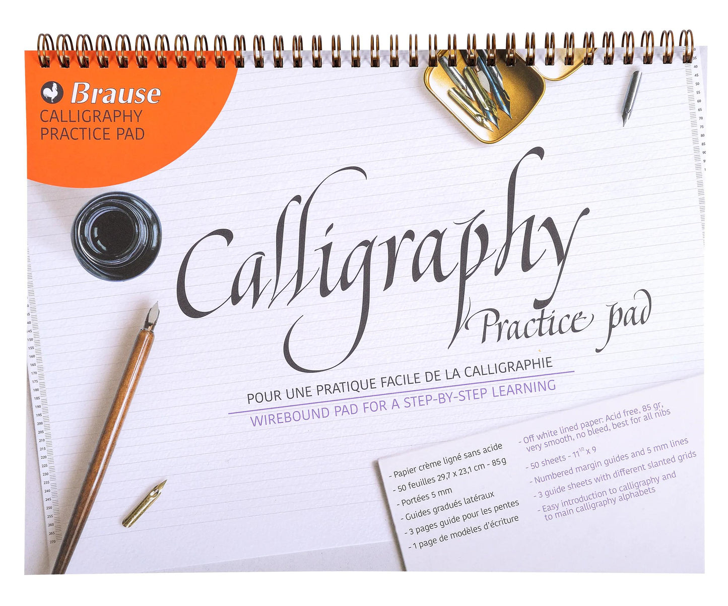 Kalligraphieblock A4+, ENGLISH/FRENCH lernen - cream (Paket x5)