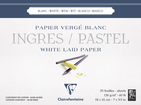 Ingres Pastel block glued 25F 18x24cm 130g - White (in bundle 4)