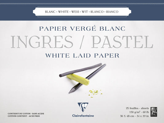 Ingres Pastel block glued 25F 36x48cm 130g - White (in bundle 5)