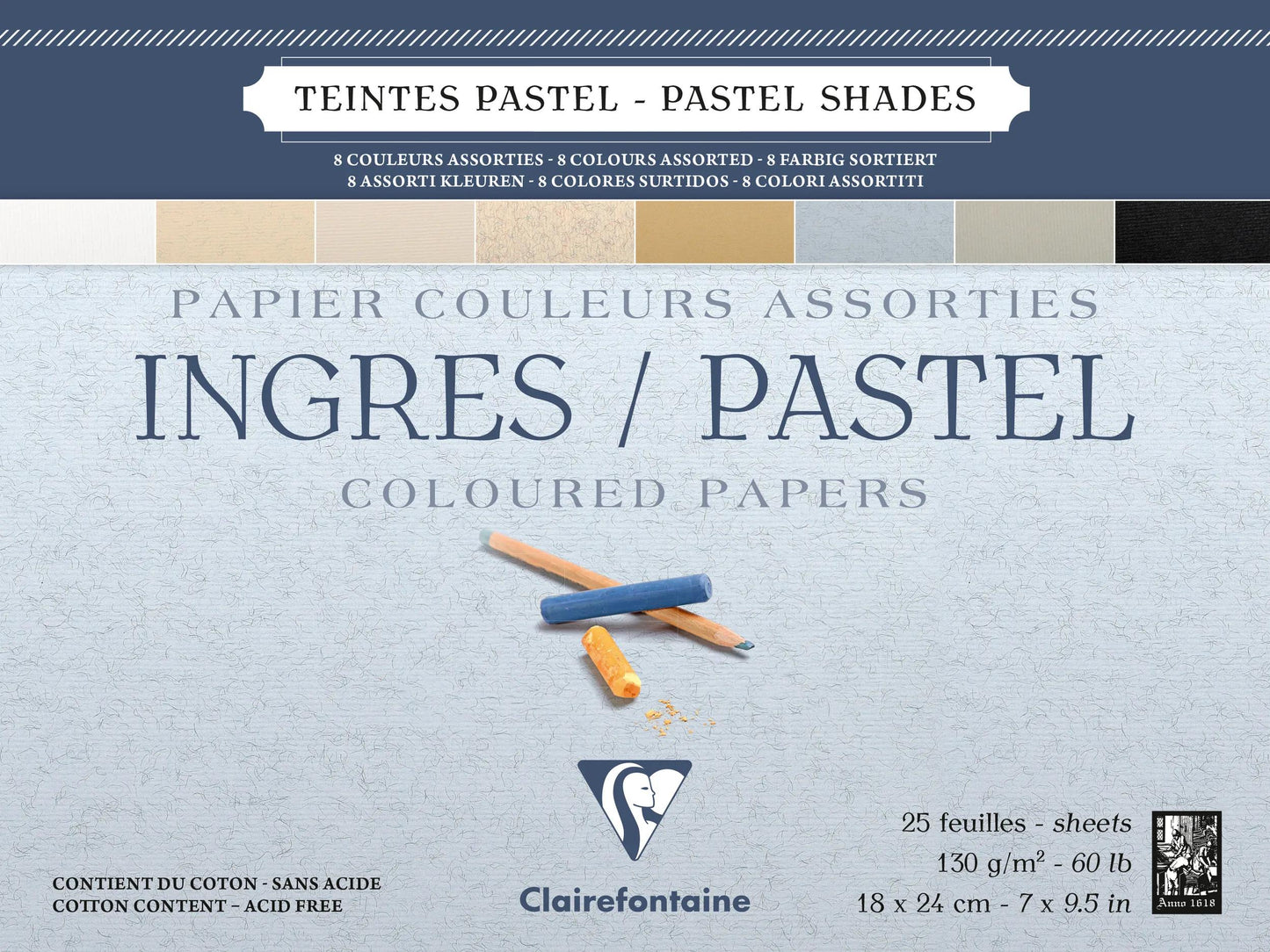 Ingres Pastel glued block 25F 18x24cm 130g - Pastel assortment (Pack x4)