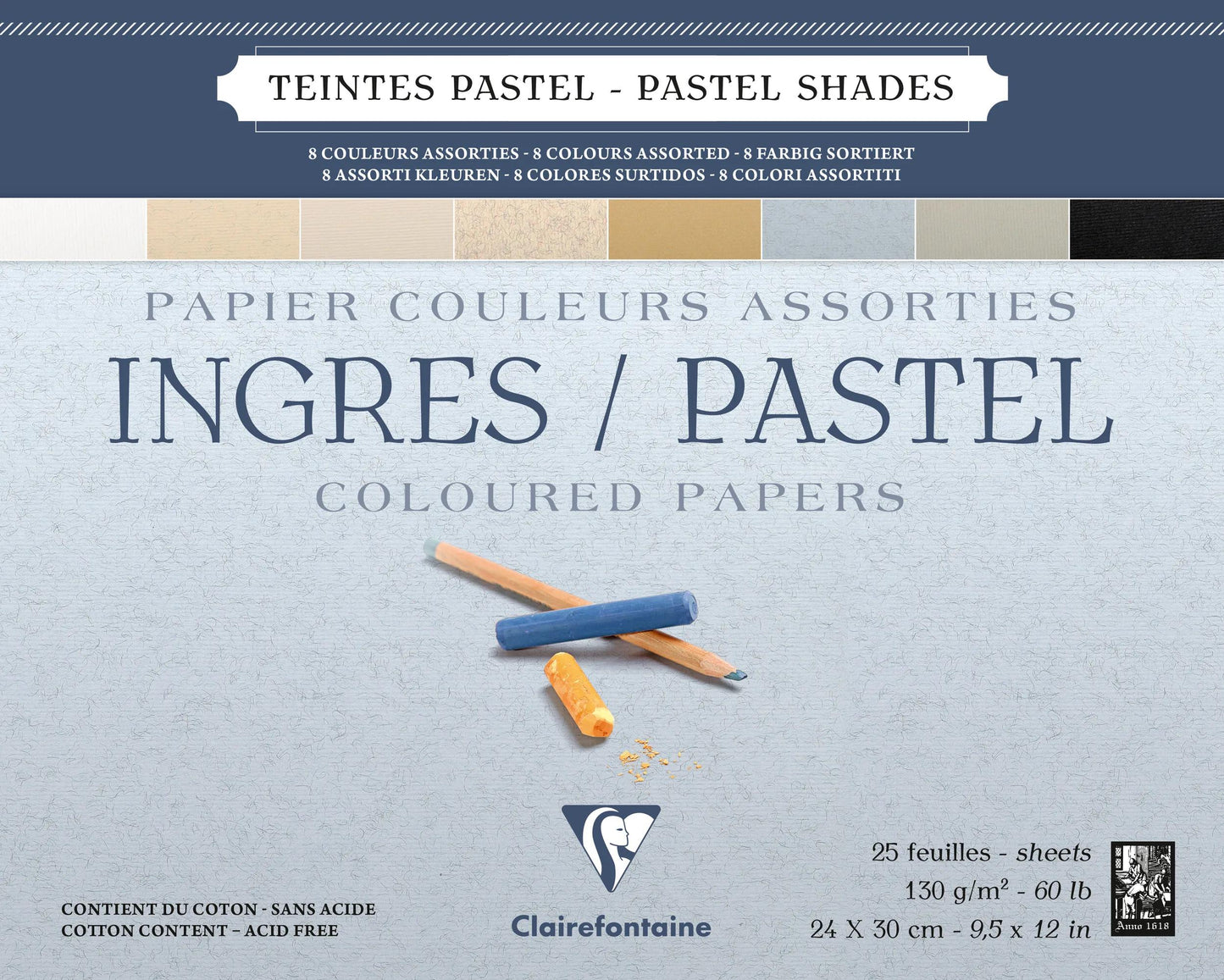 Ingres Pastelblock verklebt 25F 24x30cm 130g - Pastelsortiment (Paket x4)