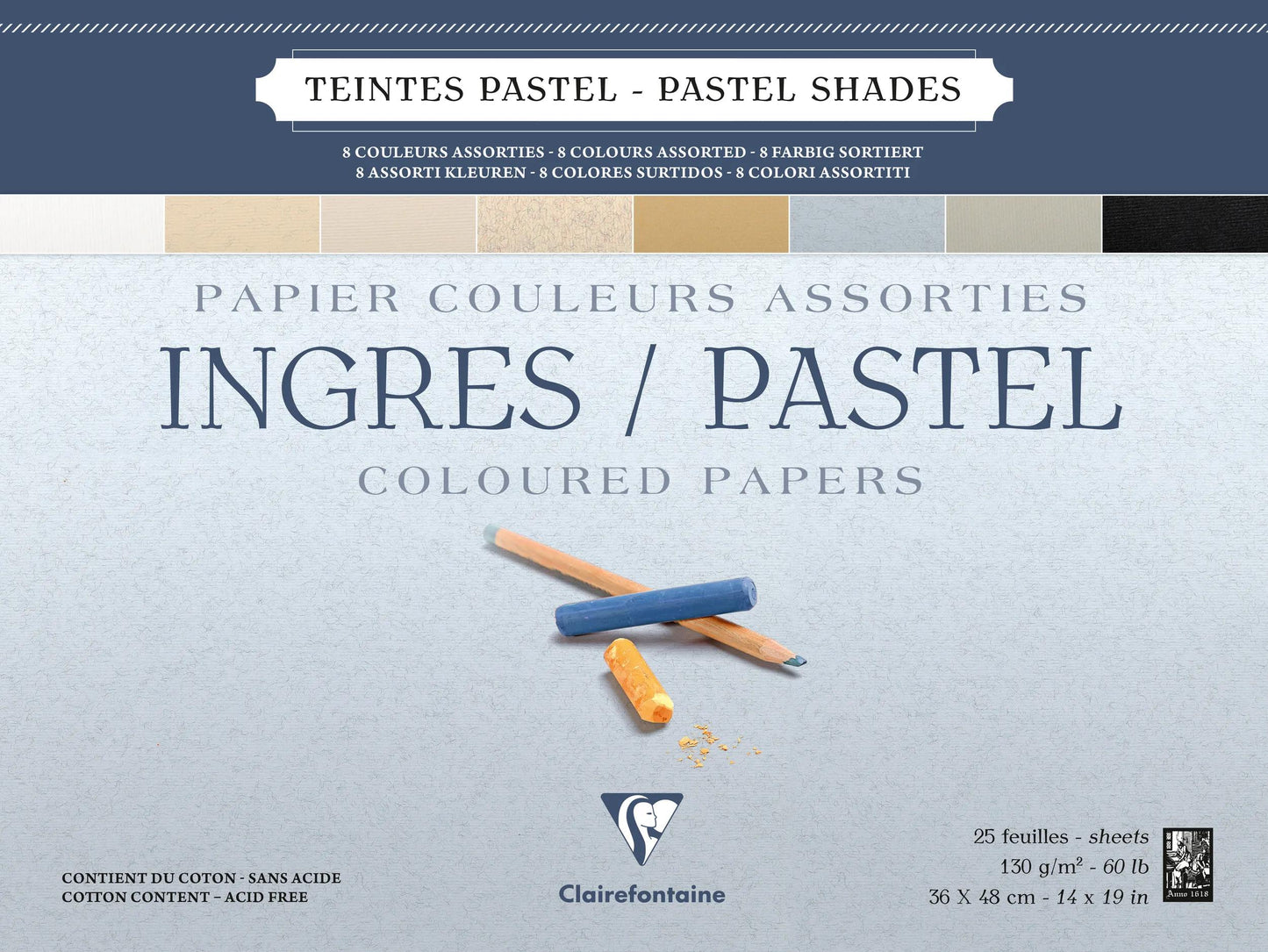 Ingres Pastello incollato blocco 25F 36x48cm 130g - Assortimento pastello (Pacchetto x2)