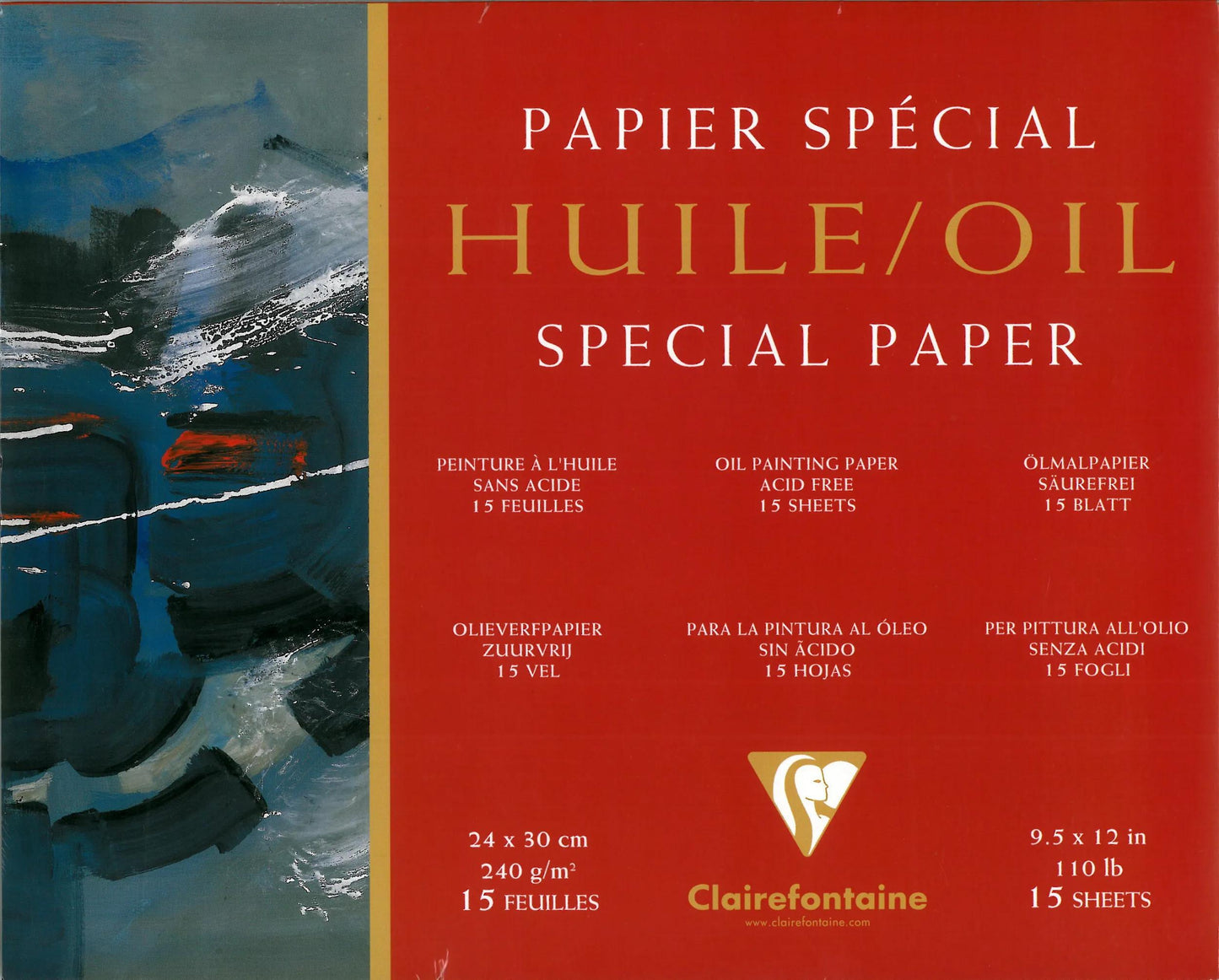 Papier Ölblock verklebt 4 Seiten 15F 24x30cm 240g (Paket x4)