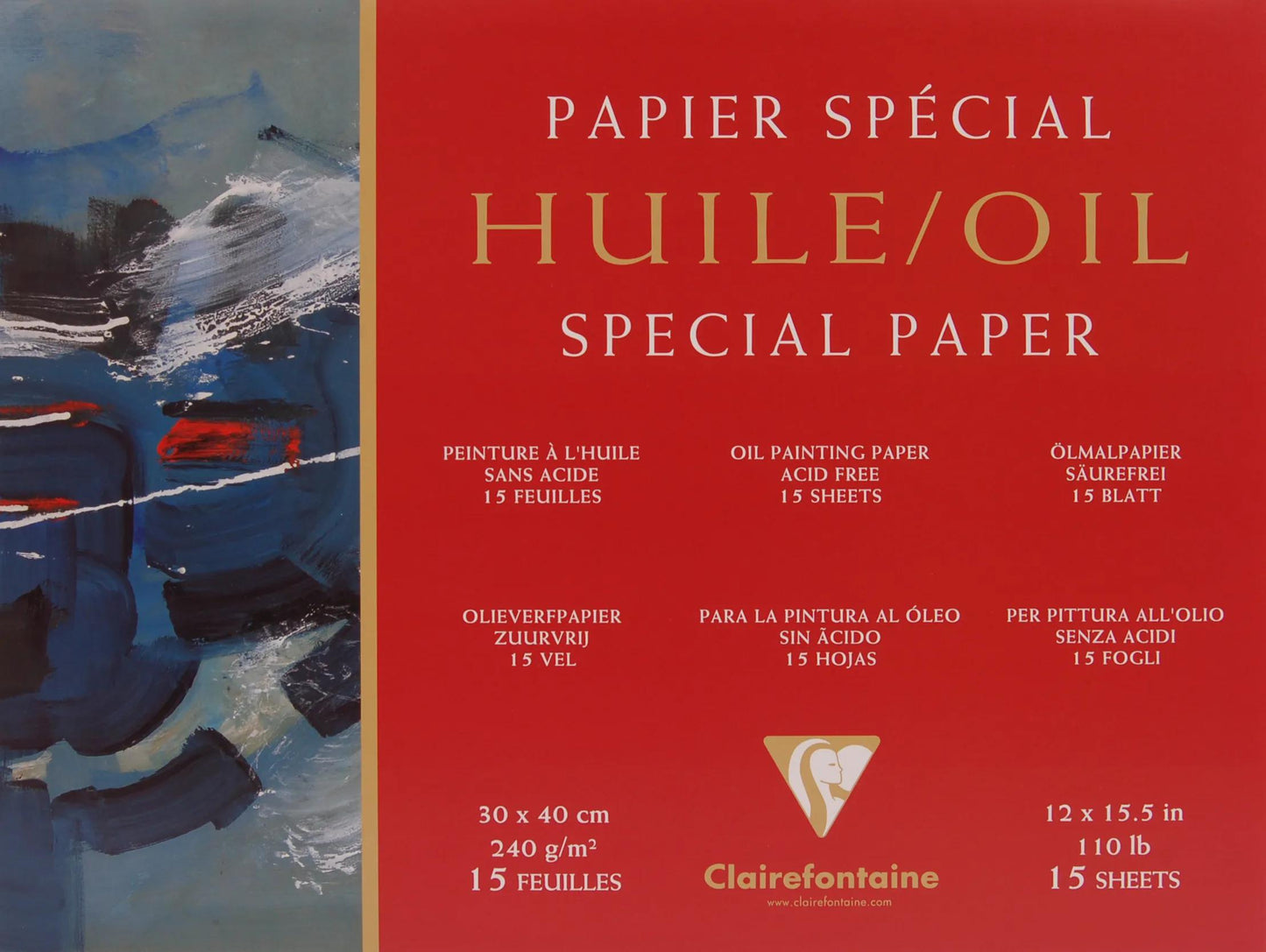 Papier Huile bloc collé 4 côtés 15F 30x40cm 240g (Lot x4)