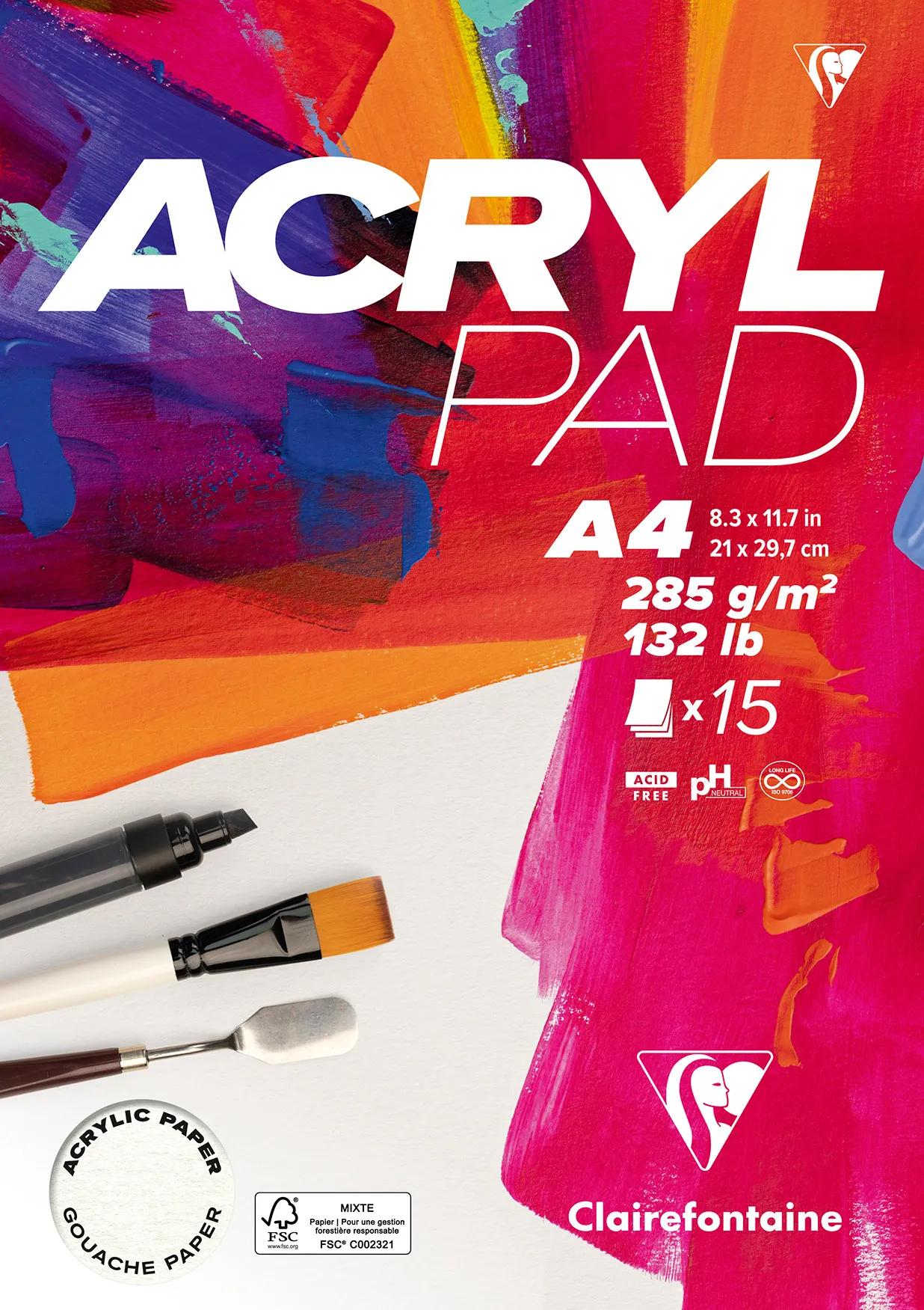Acrylpad block glued 15F A4 285g - New (Pack x5)