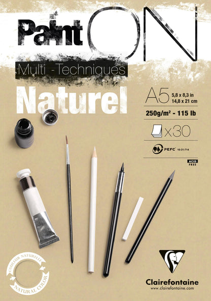 Paint'ON Natural block glued 30F A5 250g