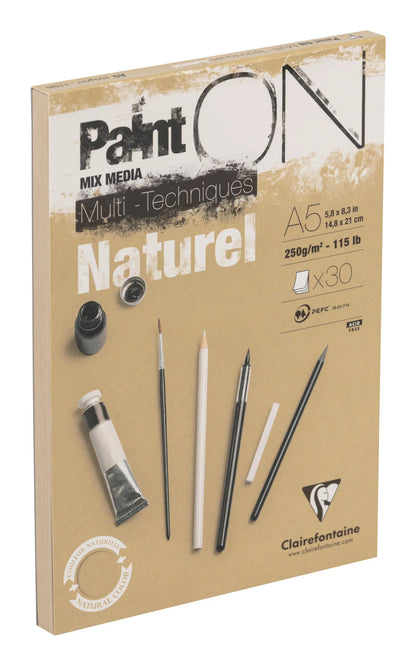 Paint'ON Natural block glued 30F A5 250g