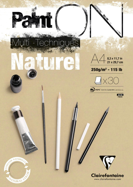 Paint'ON Naturel bloc collé 30F A4 250g (lot de 4)