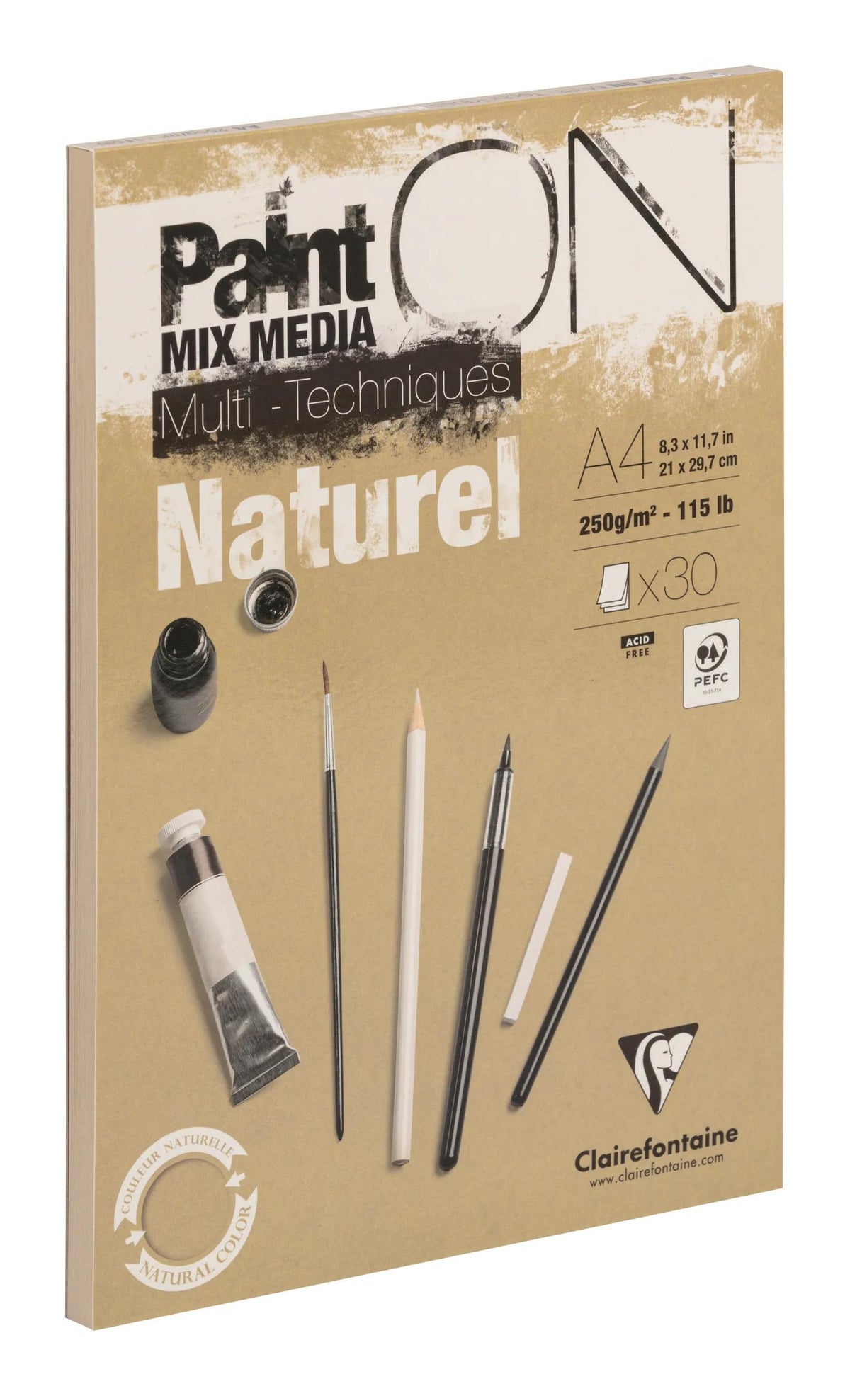 Paint'ON Naturel bloc collé 30F A4 250g (lot de 4)