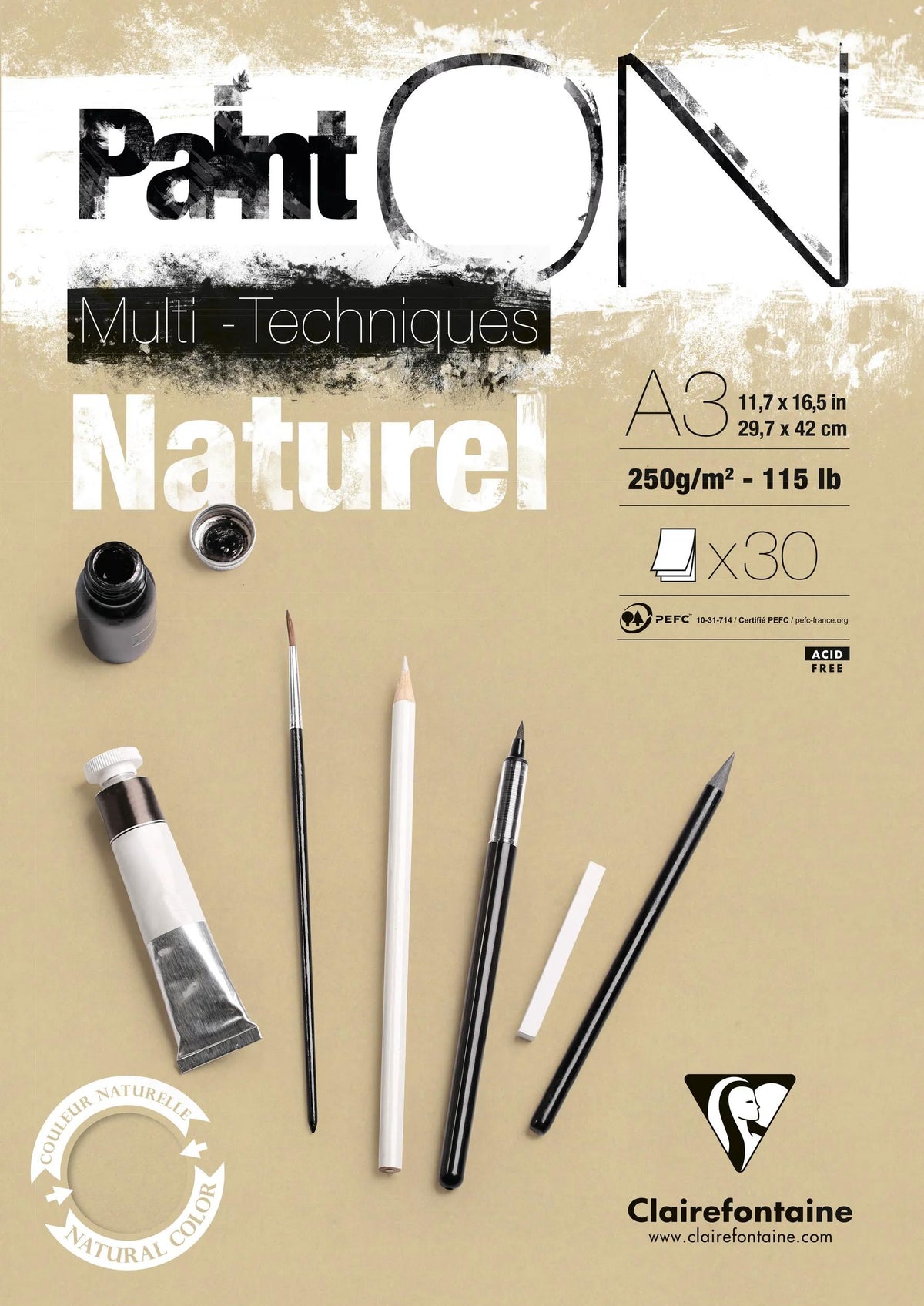 Paint'ON Naturel bloc collé 30F A3 250g (lot de 2)