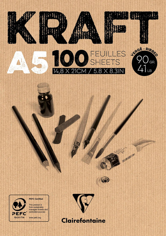 Kraft bloc collé 100F A5 90g (lot de 5)