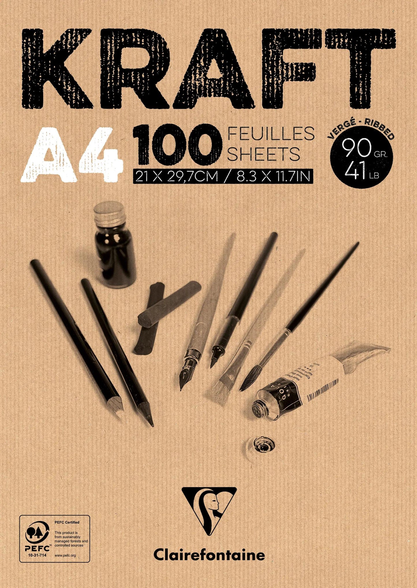 Kraft block glued 100F A4 90g (Pack x5)