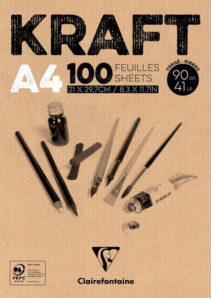 Blocco Kraft incollato 100F A4 90g (confezione da 5)