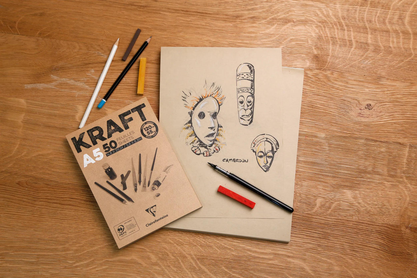 Kraft block glued 100F A4 90g (Pack x5)