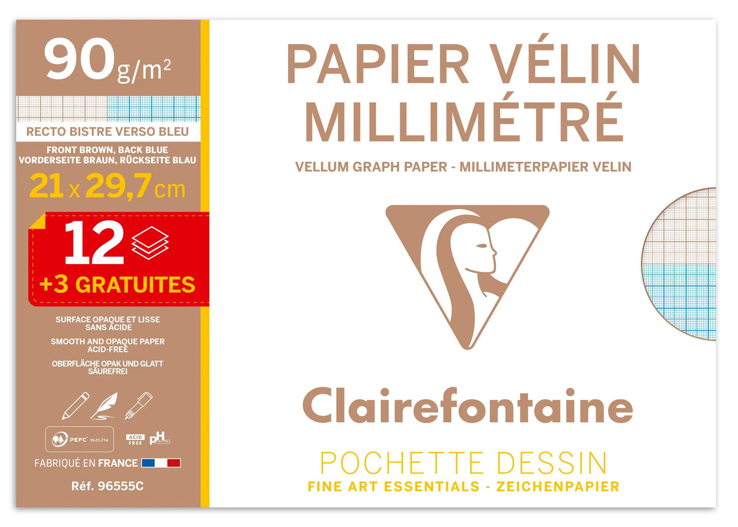 Borsa Vélin Millimétré 12+3F A4 90g (Pacchetto x20)