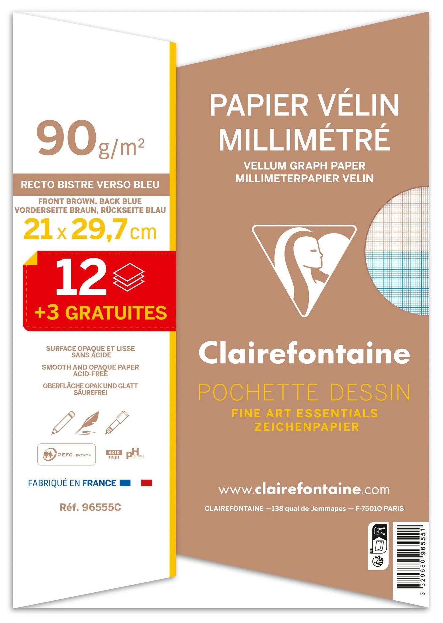 Borsa Vélin Millimétré 12+3F A4 90g (Pacchetto x20)
