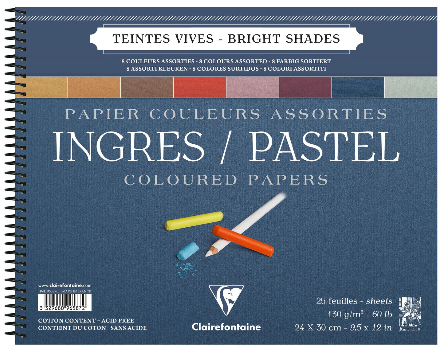 Ingres Pastel spiral block 25F 24x30cm 130g - Assortment alive (Pack x5)