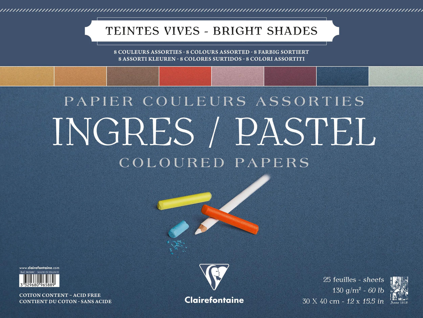 Ingres Pastel spiral block 25F 30x40cm 130g - Assortment alive (Pack x5)