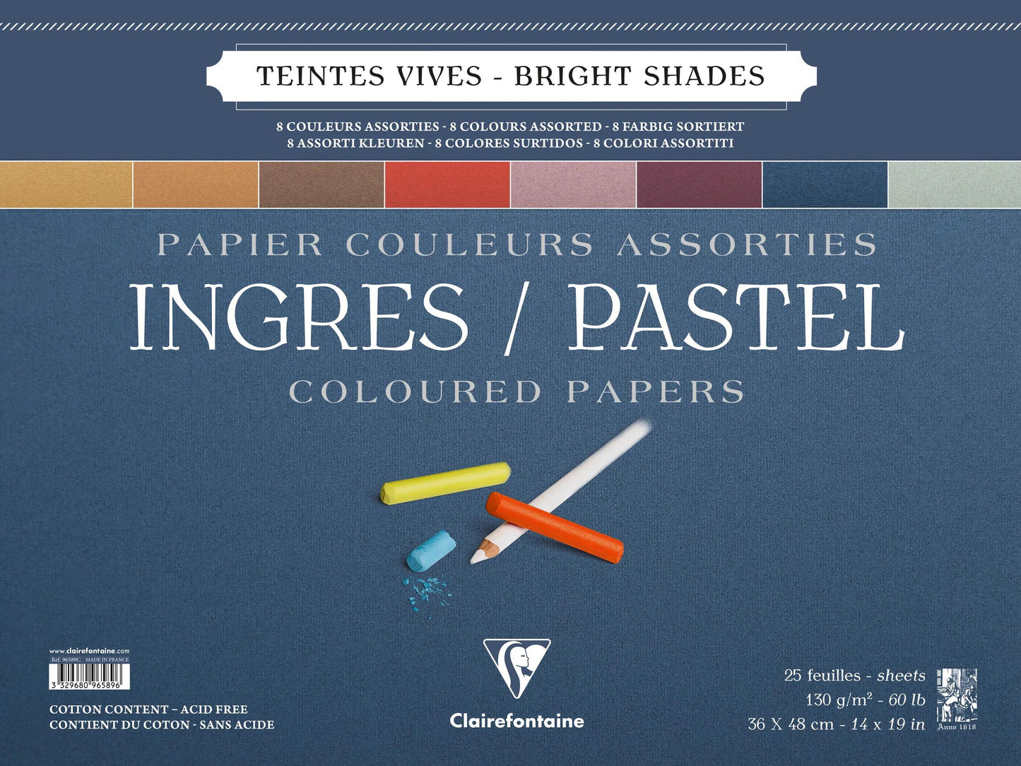 Ingres Pastel blocco spirale 25F 36x48cm 130g - Assortimento vivo (Pacchetto x2)