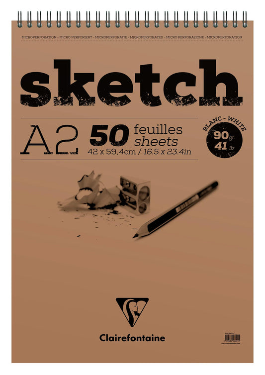 Sketch bloc spiralé 50F A2 90g - Blanc (lot de 2)