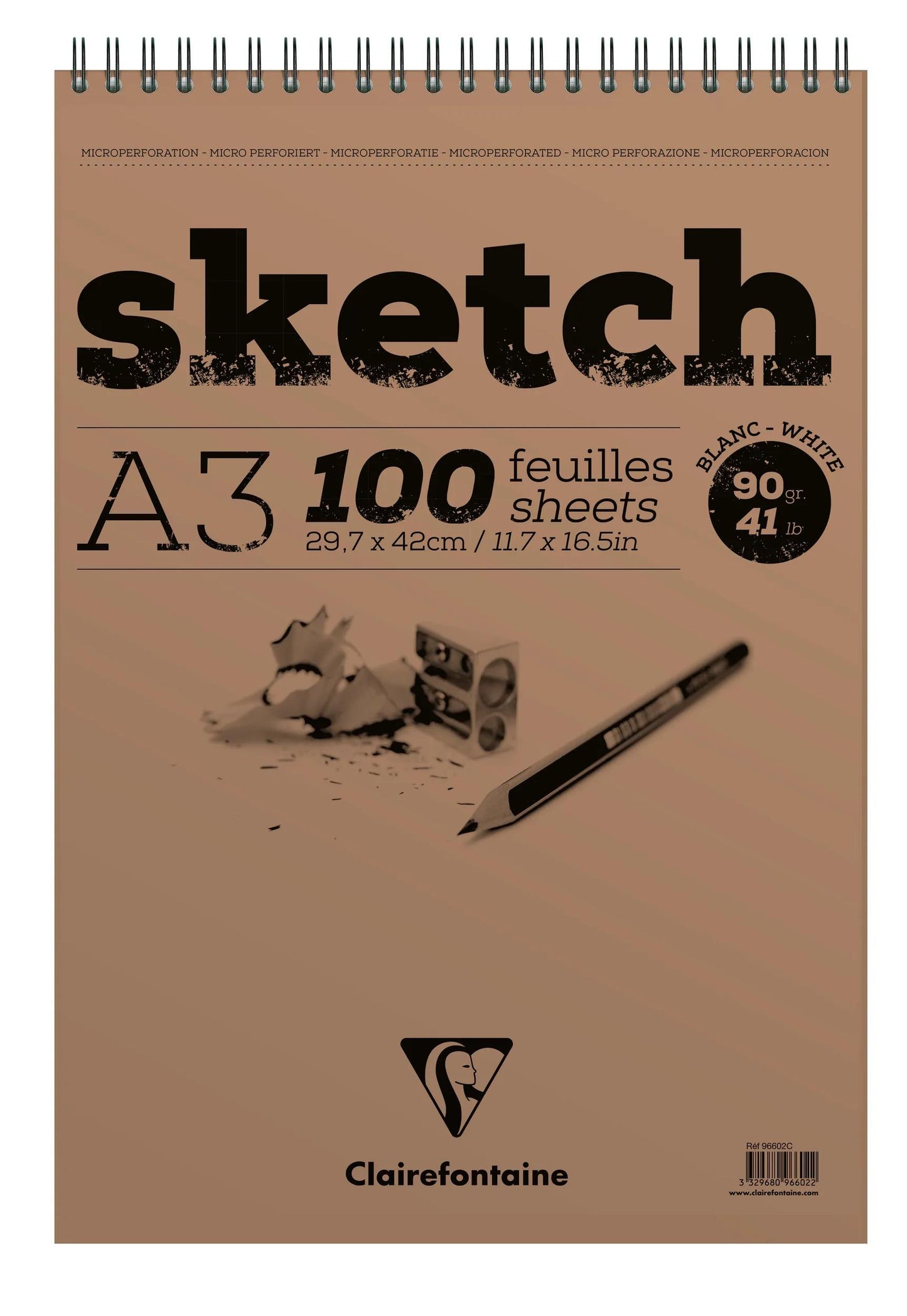 Sketch Spiral block 100F A3 90g - White (Pack x5)
