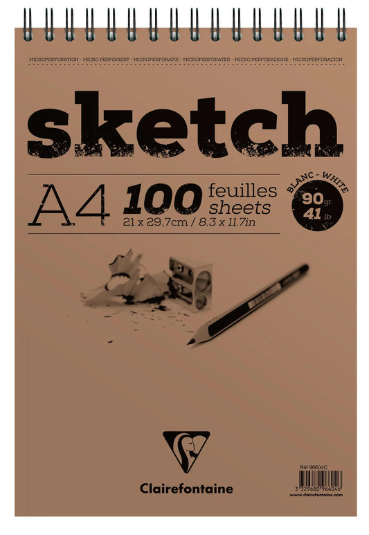 Sketch Spiralblock 100F A4 90g - Weiß (5er-Pack)