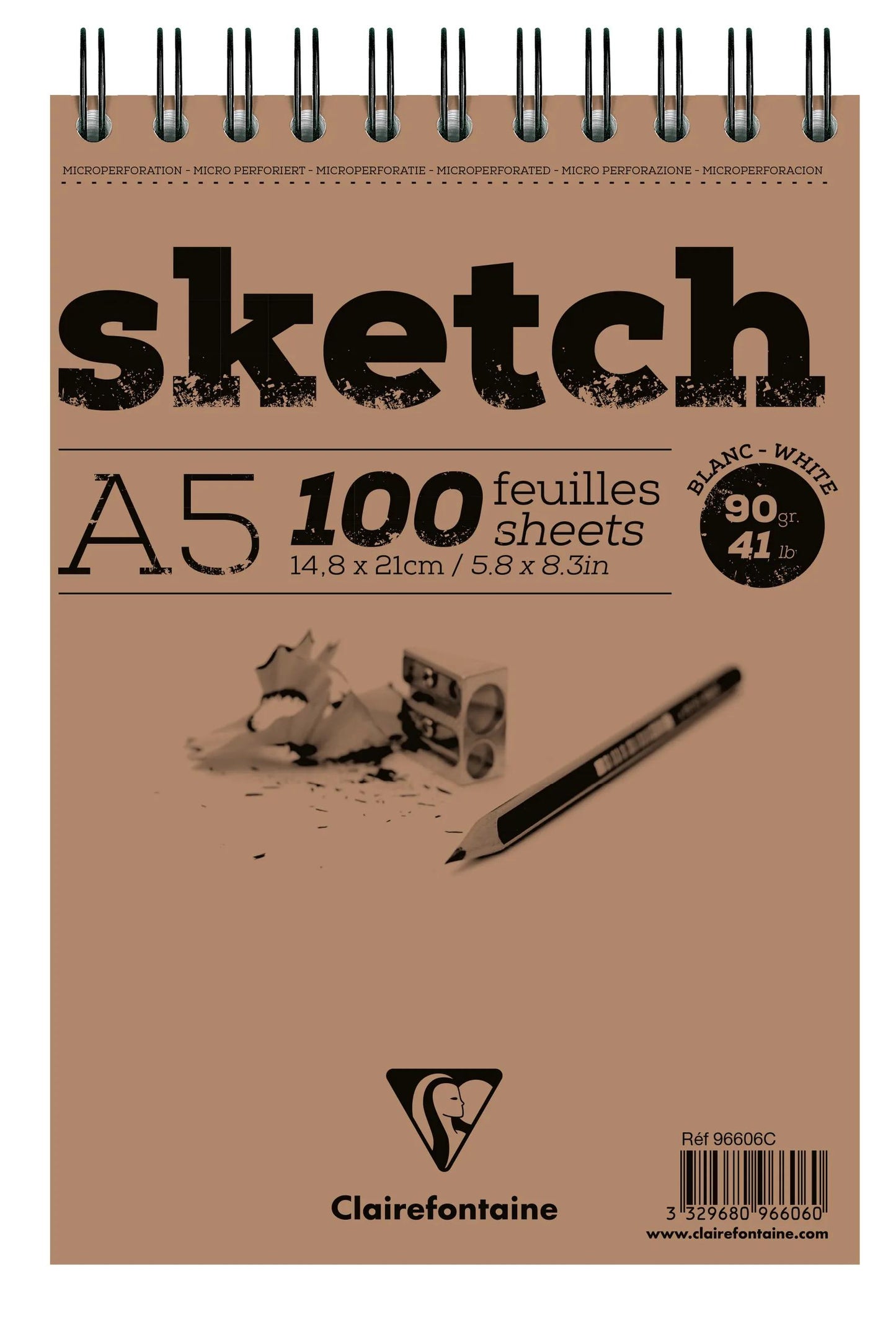 Sketch Spiral block 100F A5 90g - White (Pack x5)