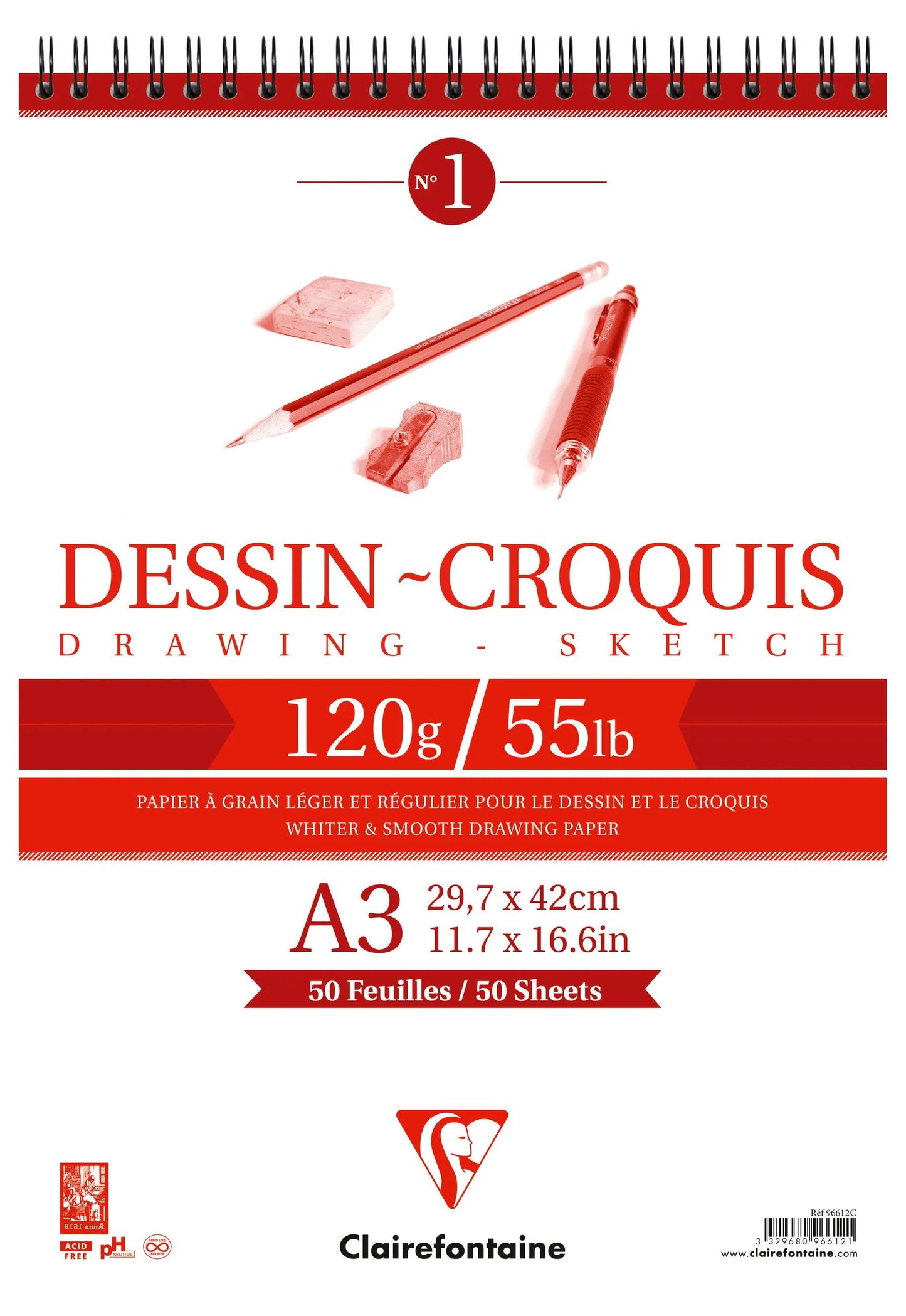 Drawing Drawing Spiral block 50F A3 120g (Pack x5)