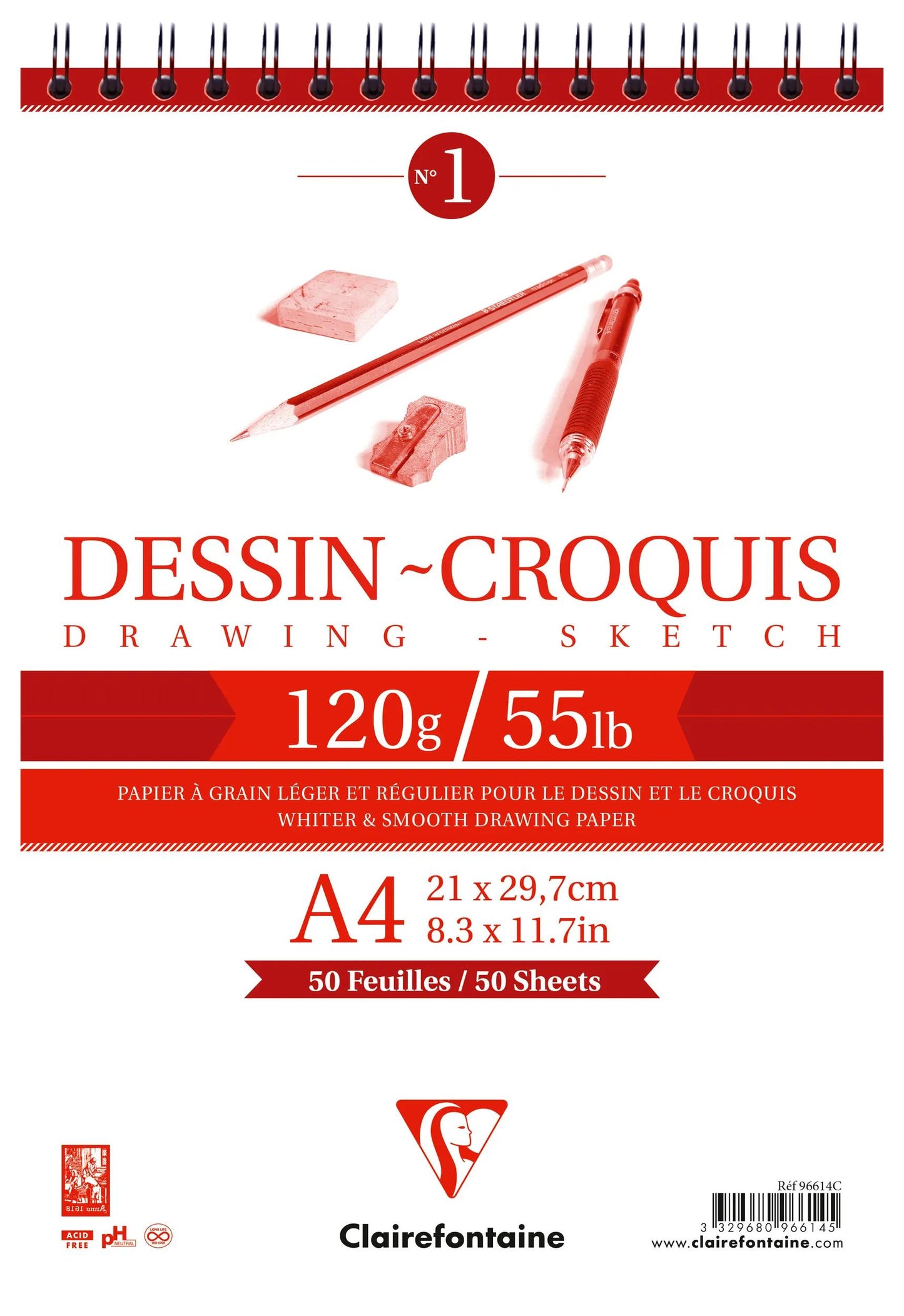 Drawing Drawing Spiral block 50F A4 120g (Pack x5)