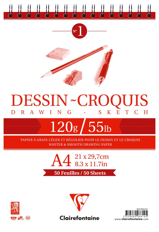 Drawing Drawing Spiral Block 50F A4 120g (5er-Pack)