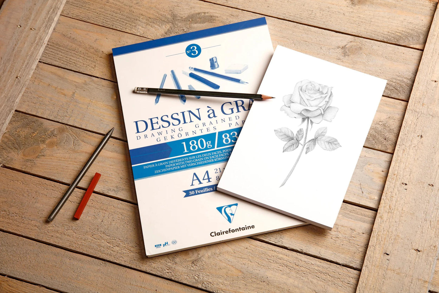 Disegno del grano blocco incollato 30F A2 180g (Pacchetto x3)