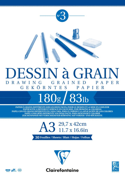 Grainzeichnung verklebt Block 30F A3 180g (5er-Pack)
