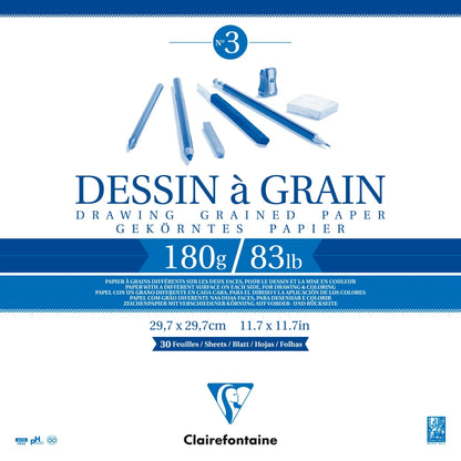 Grainzeichnung verklebt Block 30F 29,7x29,7cm 180g (5er-Pack)