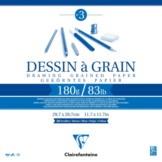 Grainzeichnung verklebt Block 30F 29,7x29,7cm 180g (5er-Pack)