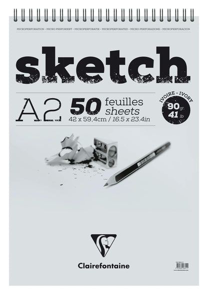 Sketch bloc spiralé 50F A2 90g - Ivoire (lot de 3)