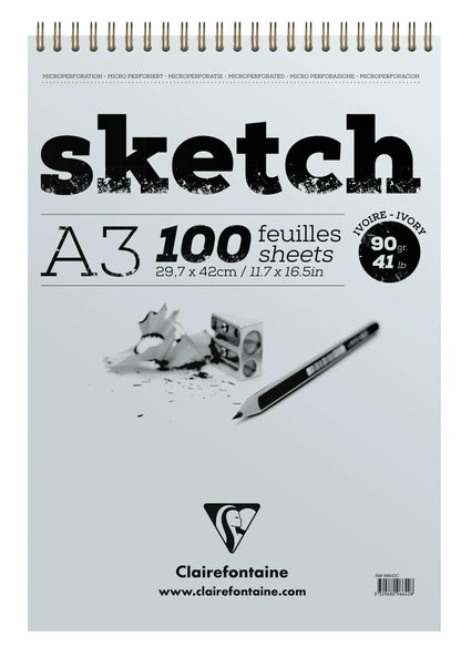 Sketch Spiral blocco 100F A3 90g - Avorio (confezione da 5)