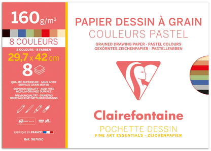 Dessin à Grain Couleur pochette 8F A3 160g - Assortiment pastel (lot de 10)