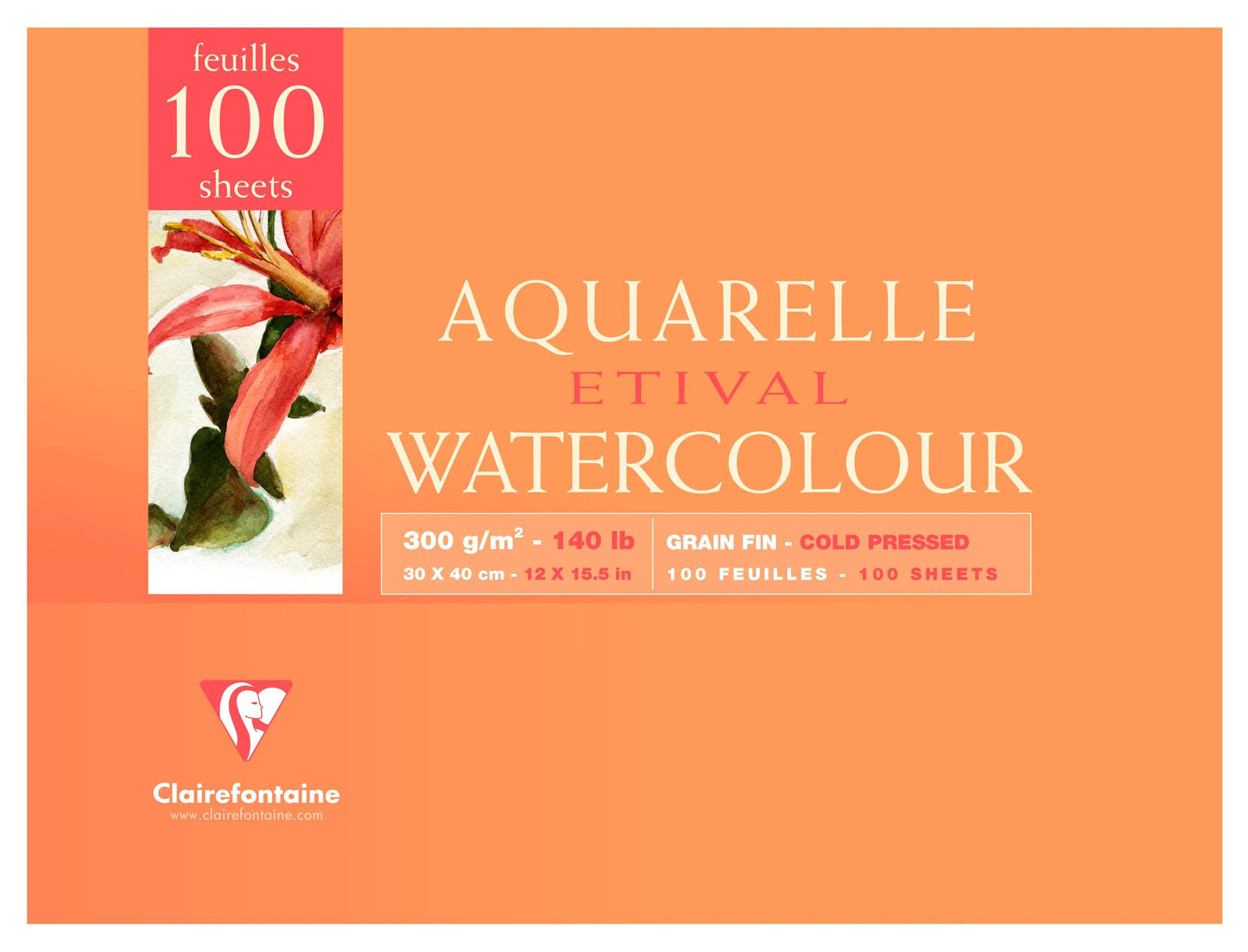Blocco etivale incollato 2 lati 100F 30x40cm 300g grano fine (Pacchetto x2)