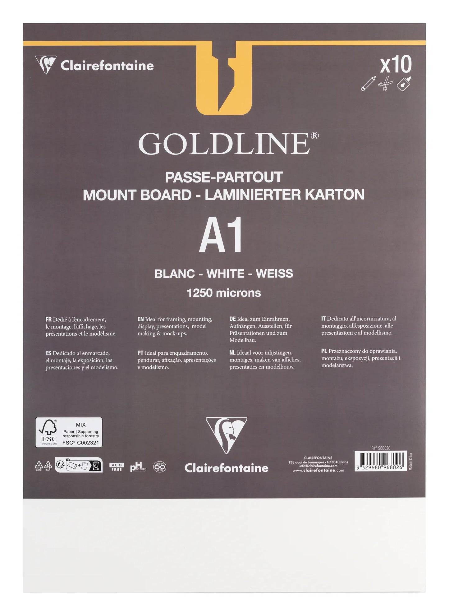 Goldline laminato per tutti i pacchetti 10F A1 1.25mm - Bianco - Nuovo