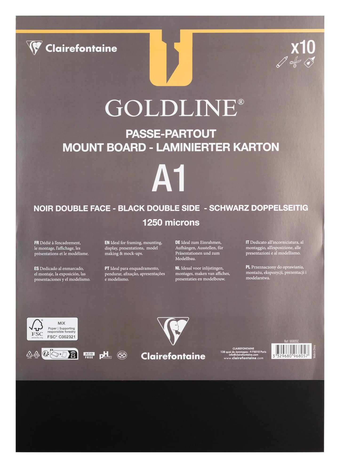 Goldline contrecollé pour passe-partout paquet 10F A1 1,25mm - Noir / Noir - New