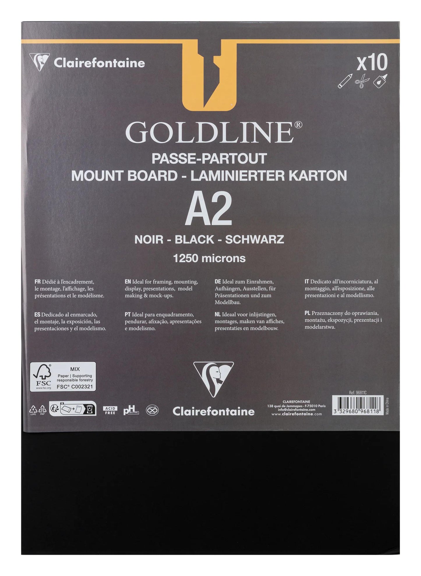 Goldline laminated for all pack 10F A2 1.25mm - Black - New