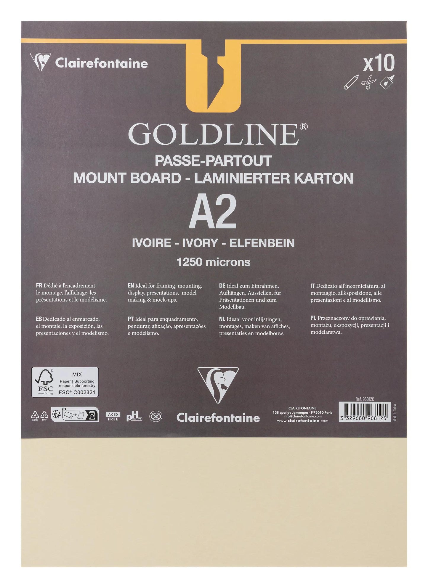 Goldline contrecollé pour passe-partout paquet 10F A2 1,25mm - Ivoire - New