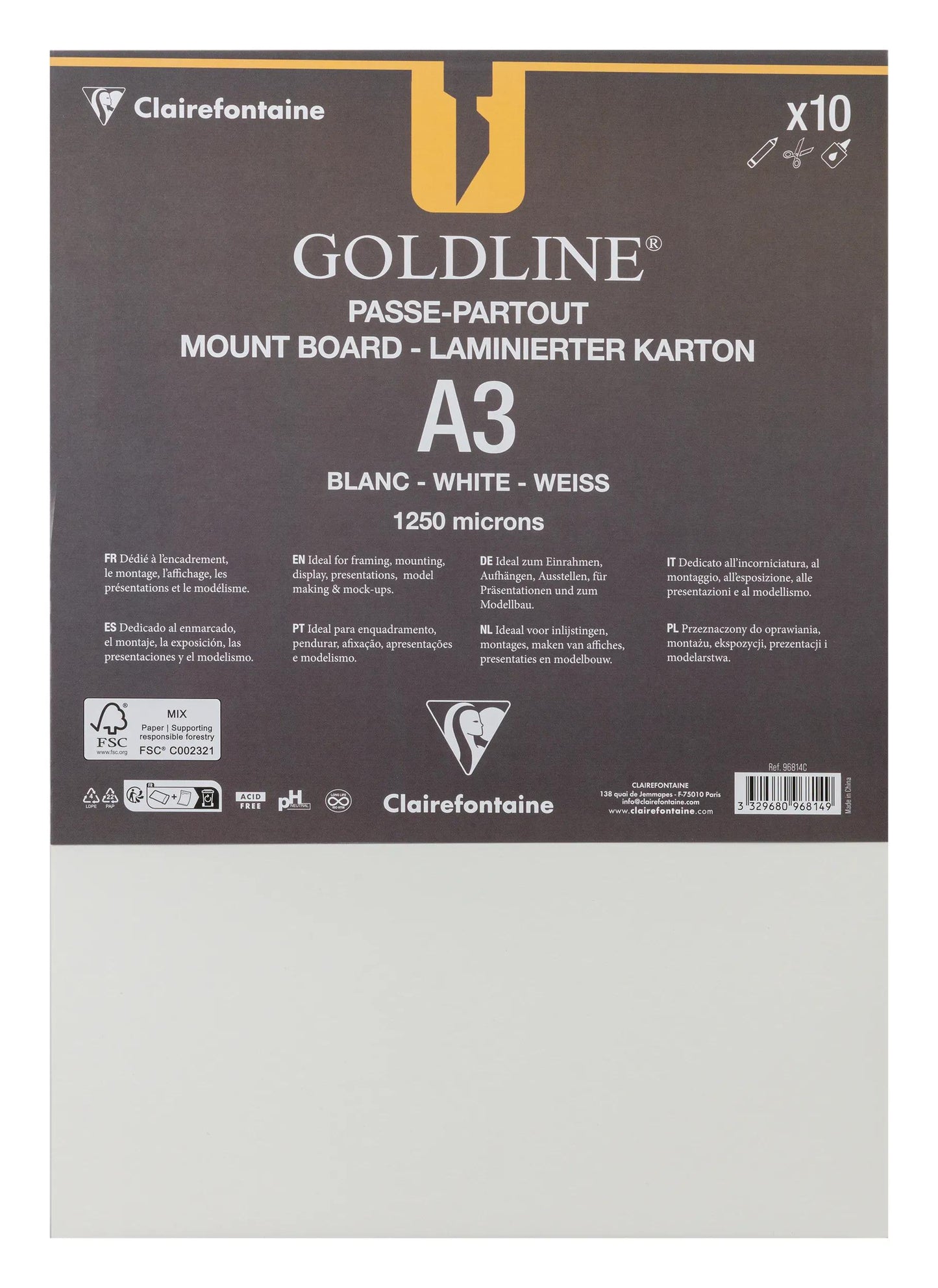 Goldline laminiert für alle Packung 10F A3 1.25mm - Weiß - Neu