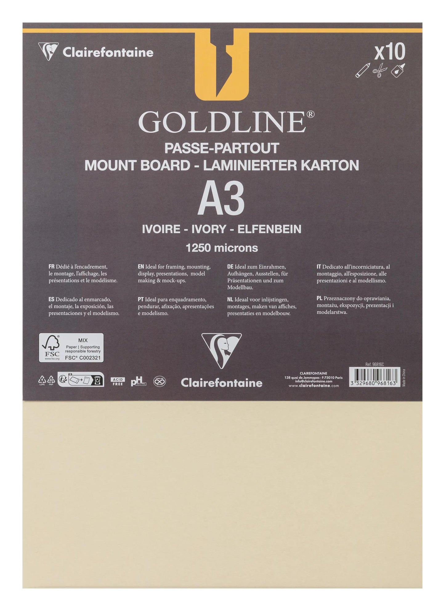 Goldline laminated for all pack 10F A3 1.25mm - Ivory - New