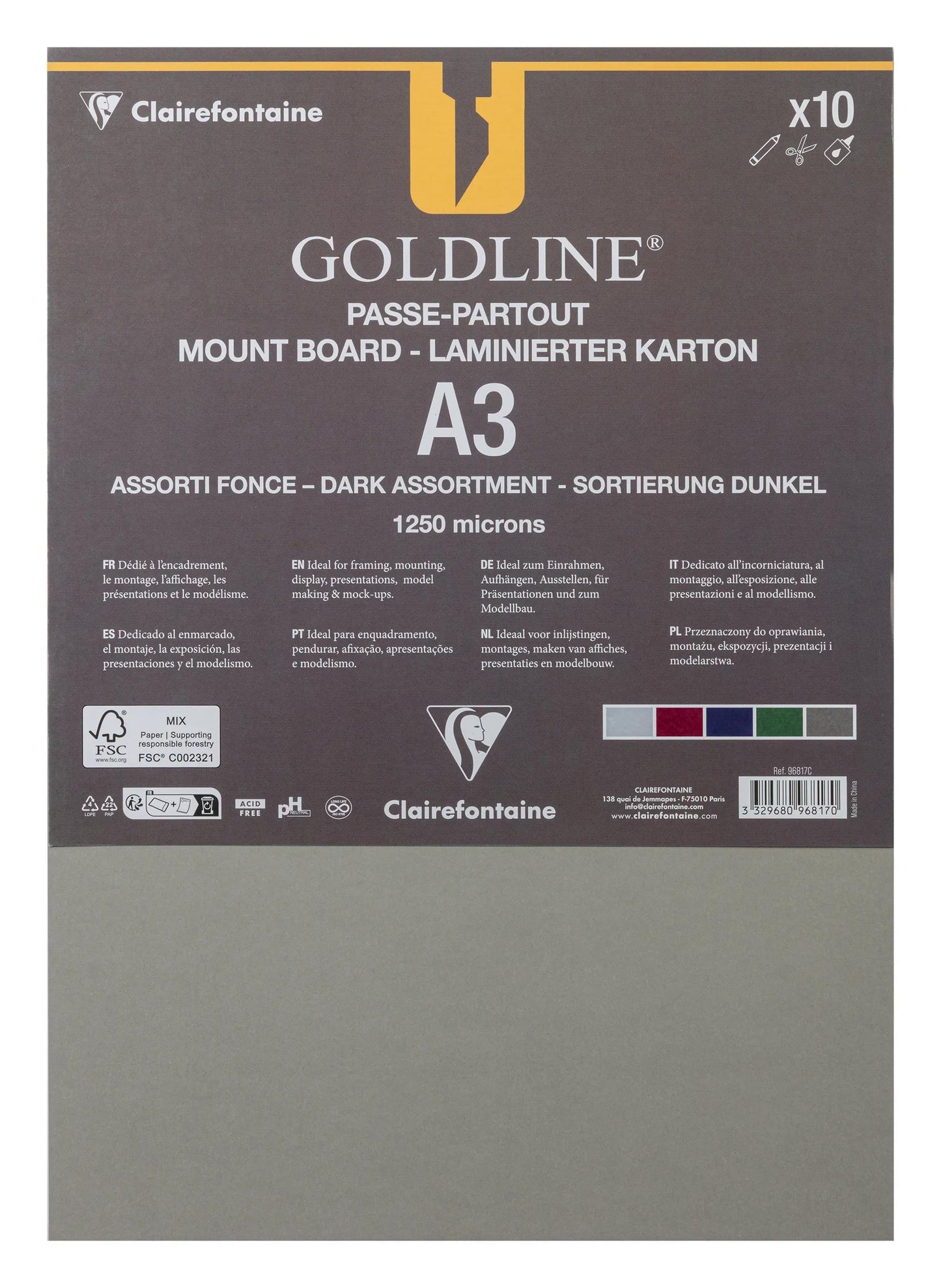 Goldline laminated for all pack 10F A3 1.25mm - Dark tinted assortment - New