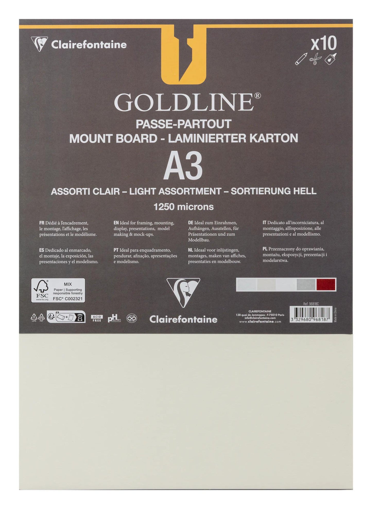 Goldline laminato per tutti i pacchetti 10F A3 1.25mm - Assortimento ombreggiato leggero - Nuovo