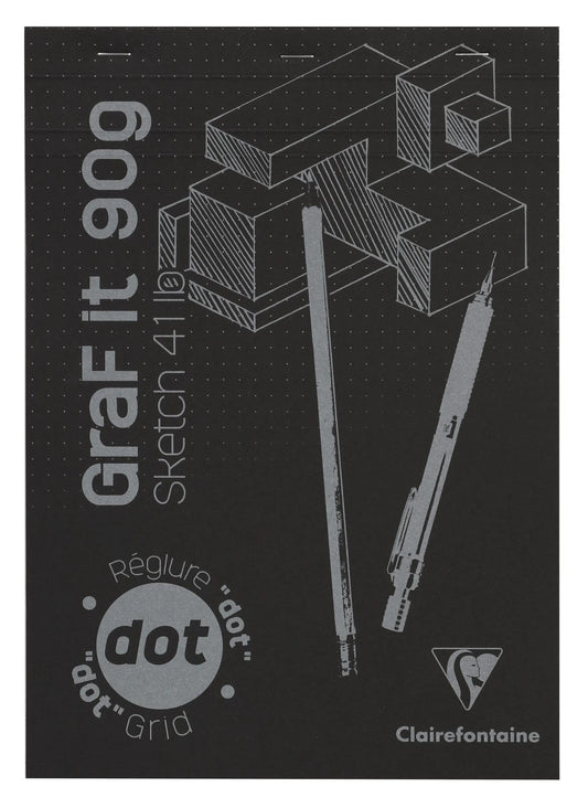 GraF'it dot bloc agrafé 80F A4 90g - Noir (lot de 5)