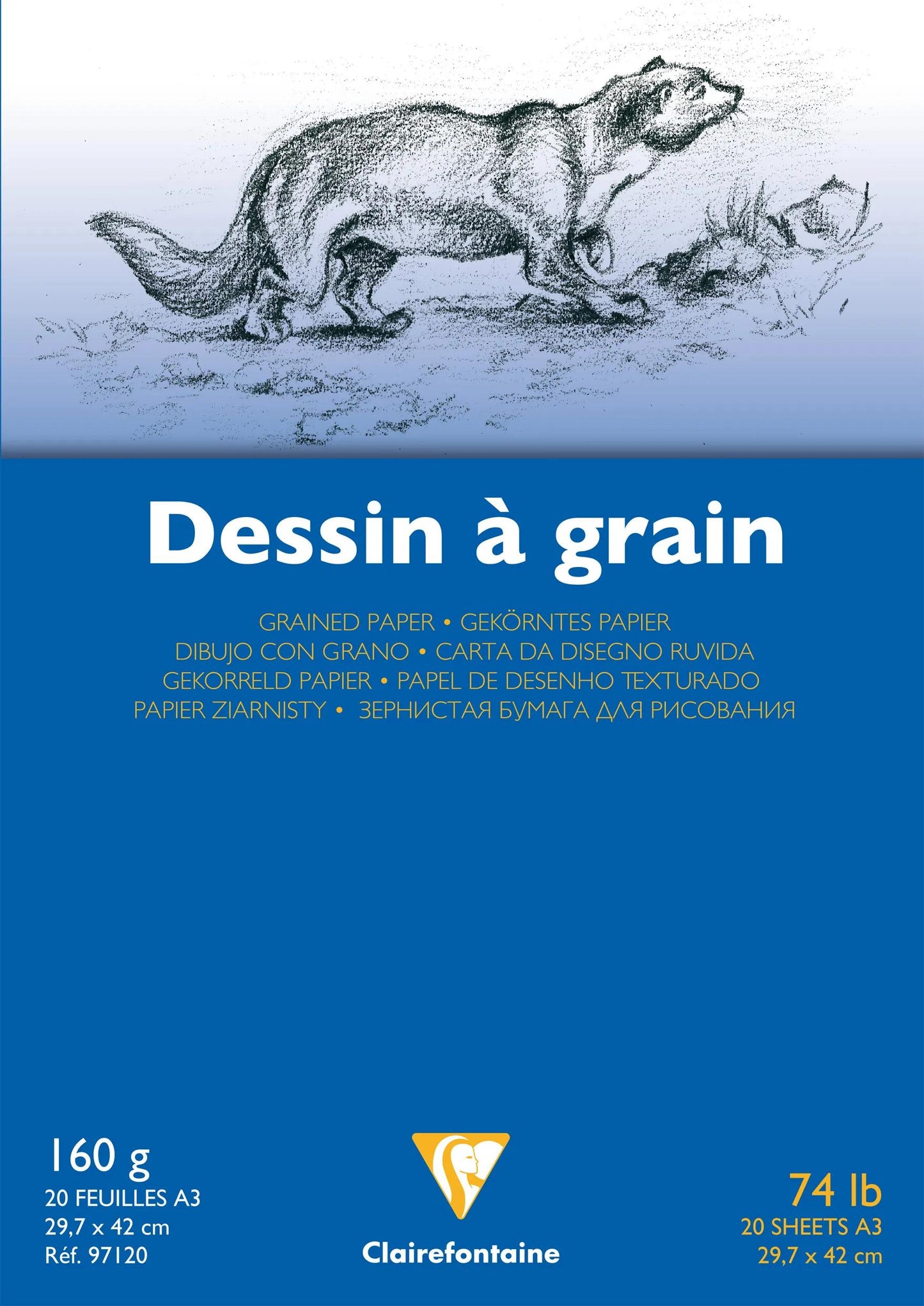 Grain block drawing glued 20F A3 160g (Pack x5)