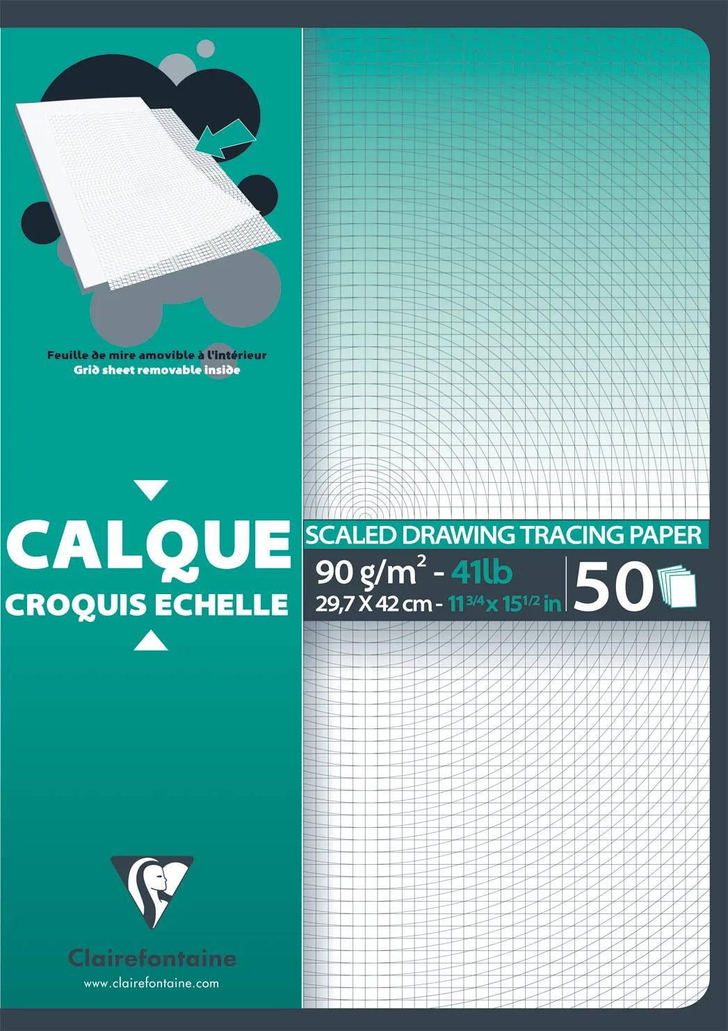 Blocco di strati di carta incollato 50F A3 90/95g scala (Pacchetto x5)